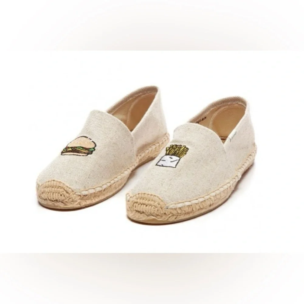 SOLUDOS X JASON PILAN slip-on espadrilles HAMBURGER & FRIES  size 10